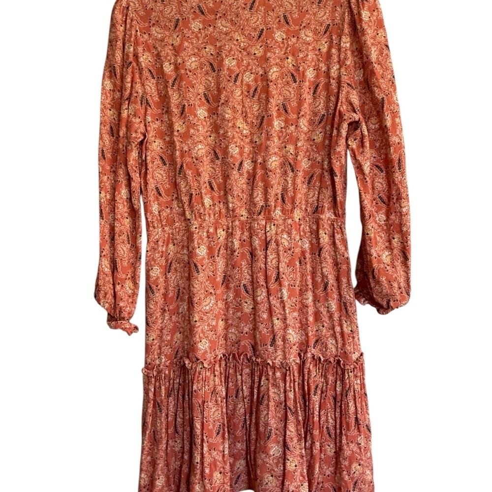 Altar'd State Orange V-Neck Sundress with Bishop Sleeves - Picture 3 of 5